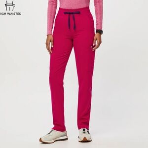 High waisted pink figs scrub pants